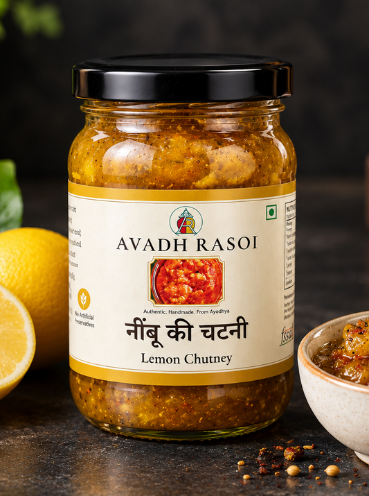 Avadh Rasoi Nimbu ki Chutney – handmade lemon chutney in glass jar